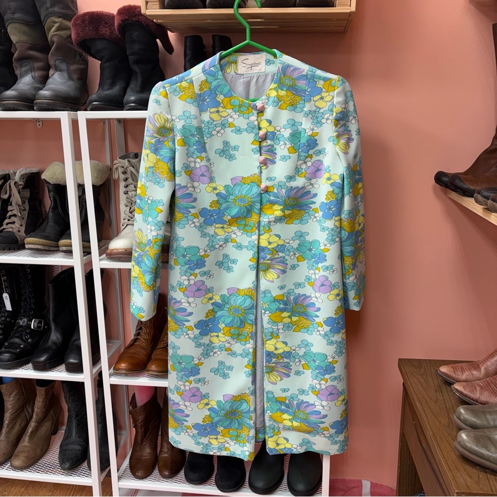 Vintage 1960s Simpson’s Floral Multicolor Coat and Dress Set